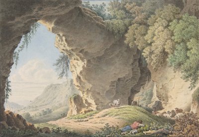Paisagem rochosa com pastor adormecido, 1817. de Philip Heinrich Dunker