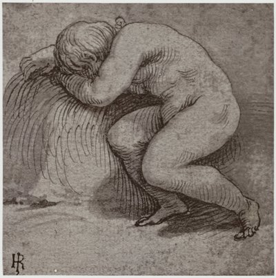 Giulio Romano, uma criança adormecida de Philip Henry Delamotte