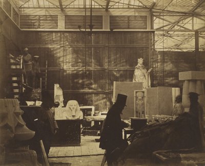 [Arrecadação com Artesãos e Gesso, Palácio de Cristal], 1852. de Philip Henry Delamotte