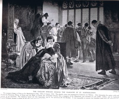 A embaixada inglesa durante o massacre de São Bartolomeu, ilustração da &39;História das Nações&39; de Hutchinson de Philip Hermogenes Calderon