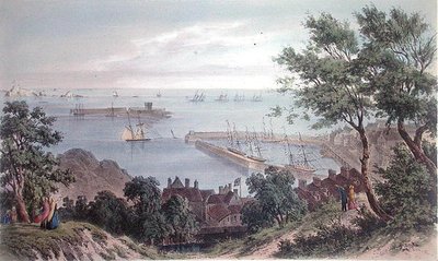 O Esquadrão Real em Anchor, 2 de Setembro de 1846, da Visita da Rainha Vitória em Jersey, gravada por H. Walter de Philip John (after) Ouless