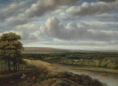 Uma extensa paisagem arborizada, década de 1670. de Philip Koninck