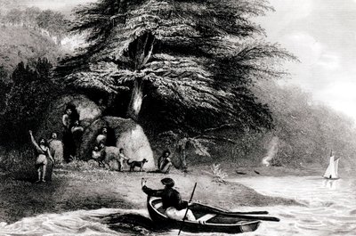 Wigwams Fuegian em Hope Harbour no Canal Magdalen, gravado por S. Bull, 1838 de Philip Parker King