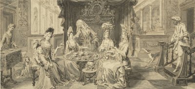 Sociedade elegante na mesa redonda, um 1700 de Philip Tidemann
