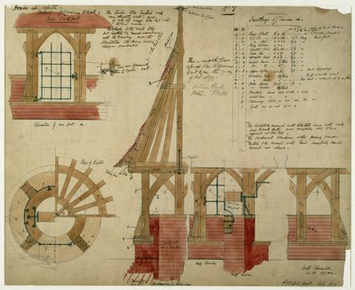 Planos para a Casa Vermelha, Bexley Heath (caneta e tinta e wc no papel) de Philip Webb