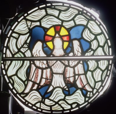 O Espírito Santo, detalhe da Janela da Criação, 1861 detalhe de vidro manchado de 120153 de Philip Webb