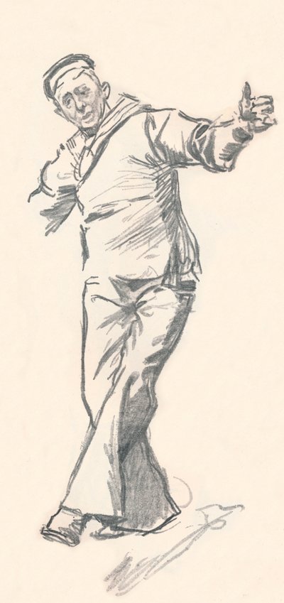 Desenho a lápis de chumbo por Phil May, século c19th 1903-1904 de Philip William May