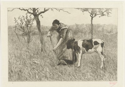 Cavando a esposa do fazendeiro com bezerro Le veau (título original) de Philip Zilcken (signed by artist)