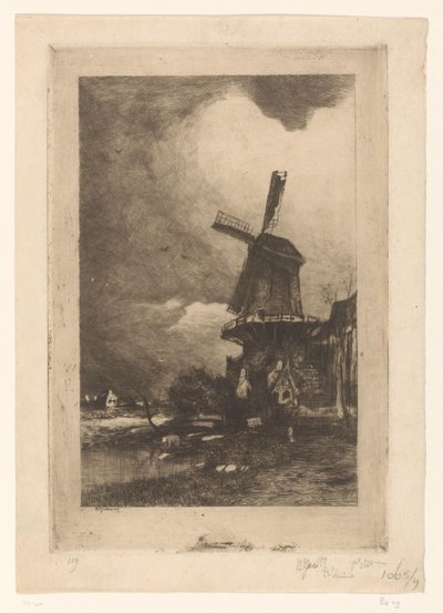 Moinho em uma paisagem Moulin a vent (título original) de Philip Zilcken (signed by artist)