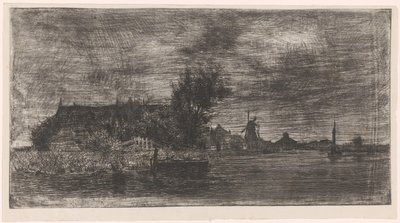 Paisagem com casas e moinho junto à água
Delftshaven (título original) de Philip Zilcken