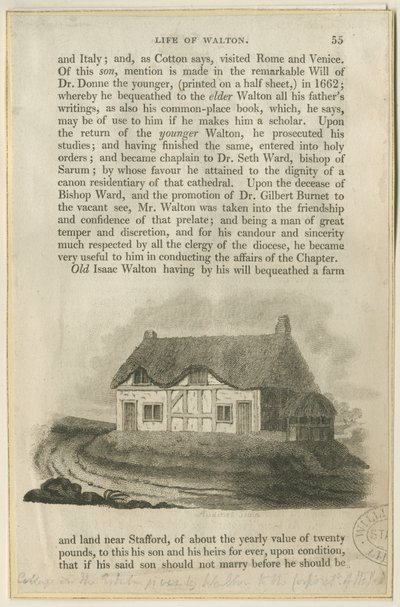 Stafford - Casa de campo de Isaac Walton: gravura, nd [?early 19th cent] (estampado) de Philipp Audinet