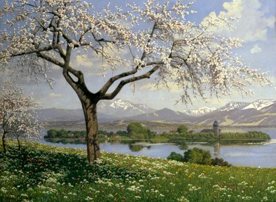Paisagem da Baviera na primavera, Philipp Graf, século XX de Philipp Graf