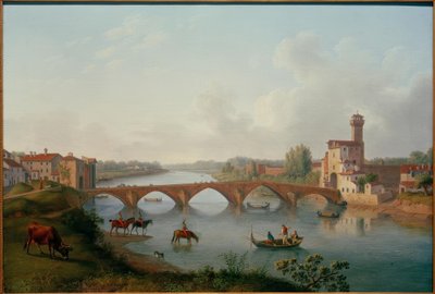 Pisa, Ponte a Mare - Pintura v. Chr. Hackert, 1799 de Philipp Hackert