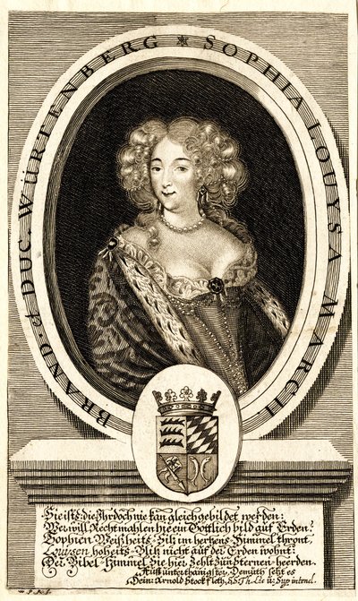 Retrato de Sophie Louise de Württemberg-Stuttgart 1642-1702, Margravine..., c. 1680. de Philipp Kilian