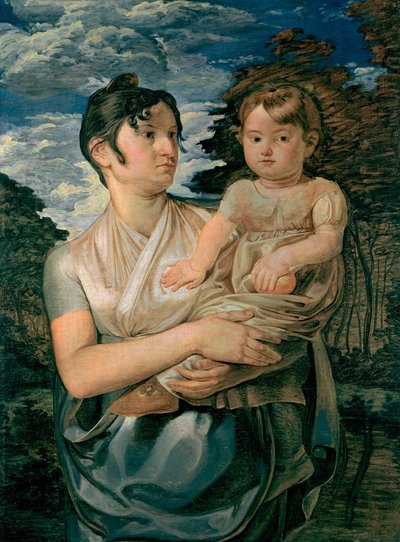 Pauline Runge com o seu filho de dois anos / Esposa e filho do artista de Philipp Otto Runge