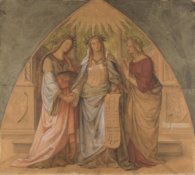 Figuras alegóricas da arquitetura, da escultura e da pintura de Philipp Veit