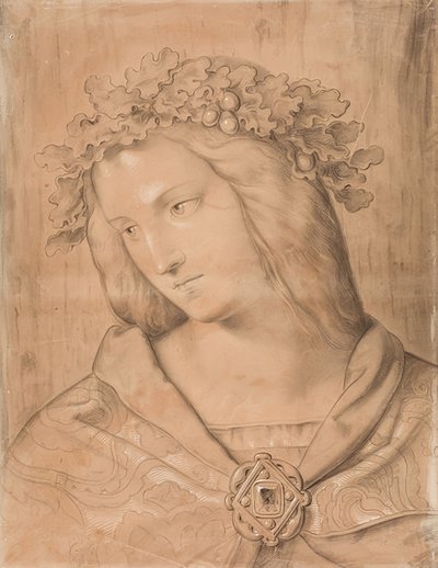 Germania, retrato a meio comprimento, estudo da pintura a fresco (ver figura 23678) de Philipp Veit