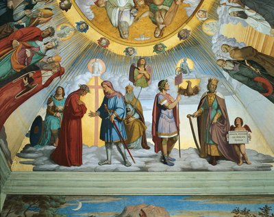 Cena de "Os Céus do Beato e do Empireano", Sala Dante (fresco) de Philipp Veit
