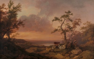 Paisagem com Gado e Camponês de Philippe-Jacques de Loutherbourg