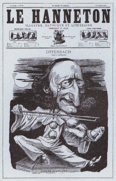Caricatura do compositor francês de origem alemã Jacques Offenbach (litho) de Philippe Auguste Cattelain