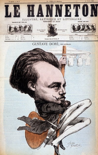 Gustave Doré. Desenhista e pintor francês (1832 a 1883). Desenho animado de Cattelain. O Hanneton de 1868. de Philippe Auguste Cattelain