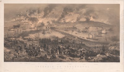 Fogo de Sevastopol. Retiro dos russos na Costa Norte, 1855. de Philippe Benoist