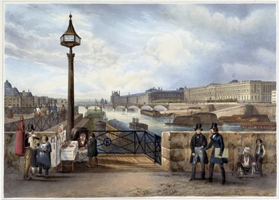 Le Louvre capturado da Pont Neuf - em "Promenade dans Paris et ses environs", desenhado por Jacottet e Benoist, c. 1840 de Philippe Benoist