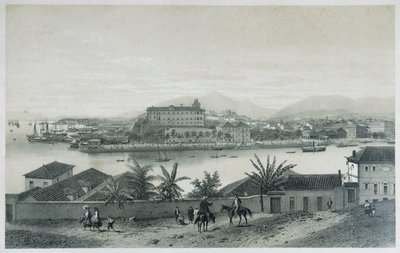 Nine panoramic views of Rio de Janeiro: Da Ilha das Cobras, 1862 de Philippe Benoist