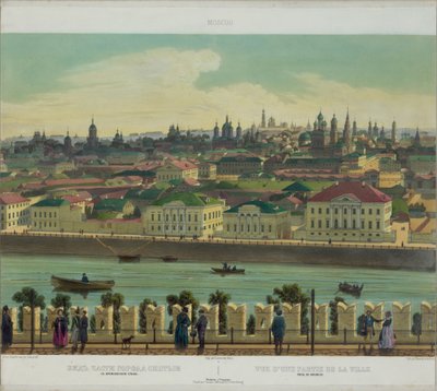 Vista de Zamoskvorechye da parede do Kremlin de uma vista panorâmica de Moscou em 10 partes, ca 1848 de Philippe Benoist