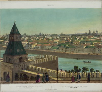Vista de Zamoskvorechye da parede do Kremlin de uma vista panorâmica de Moscou em 10 partes, ca 1848 de Philippe Benoist