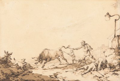 Ein angreifender Stier von Philippe-Jacques de Loutherbourg
