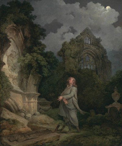 Um filósofo num cemitério iluminado pela lua de Philippe Jacques de Loutherbourg