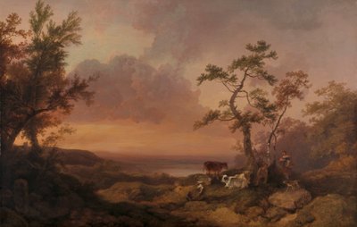 Paisagem com Gado e Camponês de Philippe Jacques de Loutherbourg