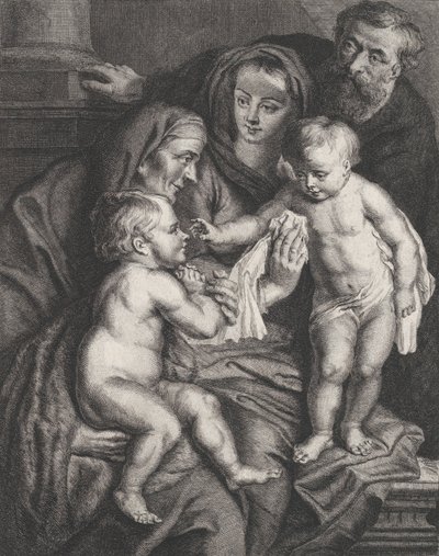 A Sagrada Família com Santa Isabel e o infante São João Batista, ca. 1615-75. de Philippe Joseph Tassaert