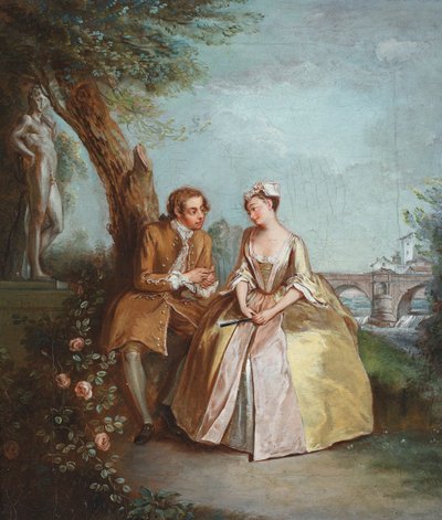 Peça de Conversação, ou Amantes num Parque, c.1727 (óleo sobre tela) de Philippe Mercier