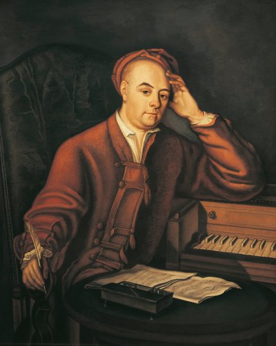 Alemanha, Saxónia-Anhalt, Halle, Retrato do compositor alemão Georg Friedrich Handel (1685 - 1759) de Philippe Mercier