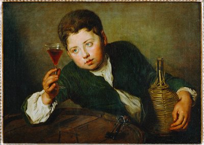 Le jeune degustateur - o jovem provador de vinhos (pintura sobre tela) de Philippe Mercier