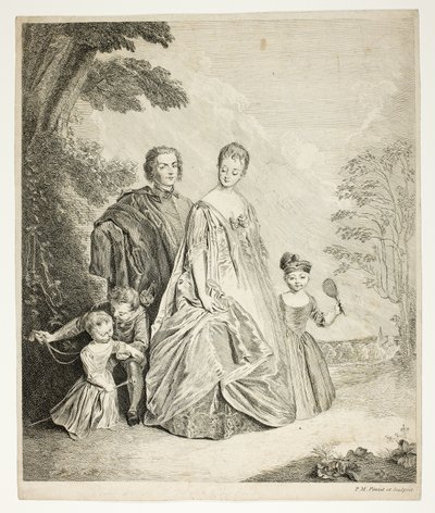 The Family Promenade, também chamado de Philippe Mercier, sua primeira esposa e família de Philippe Mercier