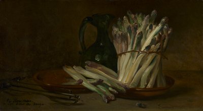 Natureza morta com espargos, c. 1880 (óleo sobre tecido) de Philippe Rousseau