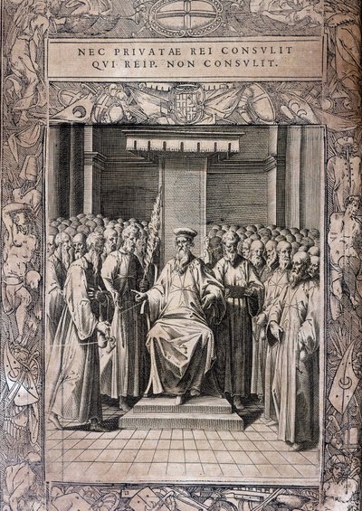 Conselho de Estatutos da Ordem de Malta "Statuta Hospitalis Hervsalem" (Conselho de Cavaleiros), de Philippe Thomassin, finais do século XVI de Philippe Thomassin
