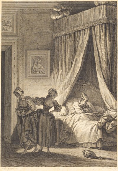 A aposta das três fofoqueiras: O servo de Philippe Triere and Antoine Jean Duclos after Jean Honoré Fragonard