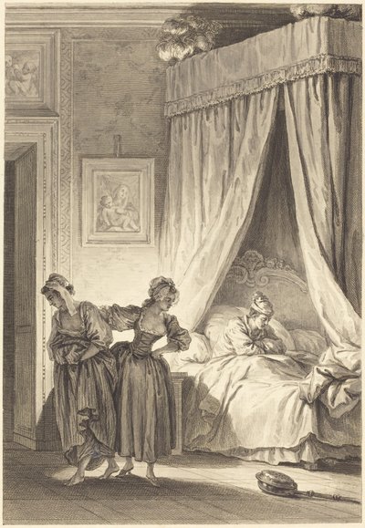 A aposta das três fofoqueiras: O servo de Philippe Triere and Antoine Jean Duclos after Jean Honoré Fragonard