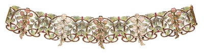 Gargantilha Art Nouveau com múltiplas gemas e esmalte &39;Wisteria&39; de Philippe Wolfers
