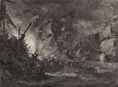 Derrota da Armada Espanhola (gravura) de Philippe de (after) Loutherbourg