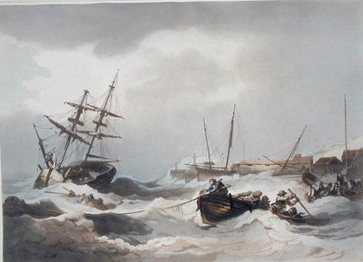 Storm off Margate, de "The Romantic and Picturesque Scenery of England and Wales", publicado em 1805 (gravação a cores) de Philippe de (after) Loutherbourg