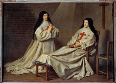 Jansenismo: "Retrato de Madre Catherine Agnes Arnauld (1593-1671) e Irmã Catherine de Sainte Suzanne Champaigne (1636-1686), filha da artista" Madre Catherine-Agnes de Saint-Paul chamada Agnes Arnauld era a abadessa da abadia de Port Roya de Philippe de Champaigne
