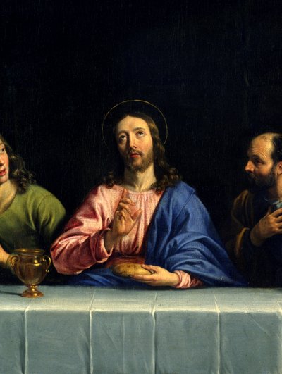 La Cene chamado "La petite cene" Detalhe. Pintura de Philippe de Champaigne (1602-1674) (Ec. Flam.) Dim. 0,80 x 1,49 m Paris. Museu do Louvre de Philippe de Champaigne