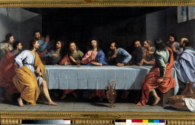 La Cene dit "La petite cene" Pintura de Philippe de Champaigne (1602-1674). Dim. 0,80 x 1,49 m Paris. Museu do Louvre de Philippe de Champaigne