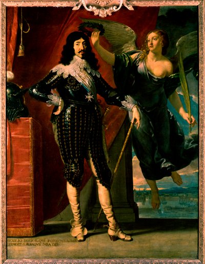 Luís XIII - retrato da sua coroação pela Vitória de Philippe de Champaigne