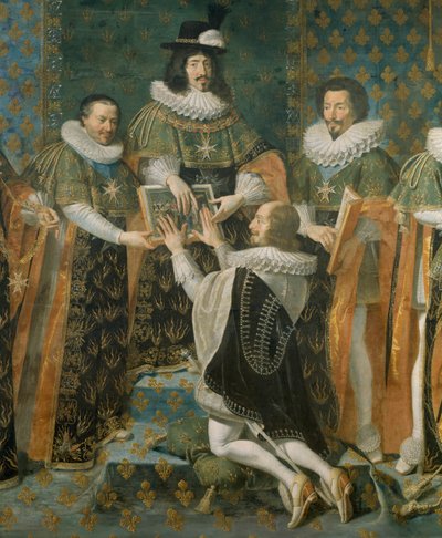 Luís XIII acolhe o Duque de Longueville na Ordem do Espírito Santo, pintura de Philippe de Champaigne (1602-1674), França de Philippe de Champaigne